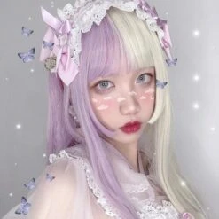 Split Lavender Cosplay Wig 25 Split Lavender Cosplay Wig -Clothing Discount Store split lavender lolita wig bangs fairy kei fake hair kanekalon wigs ddlg playground 198