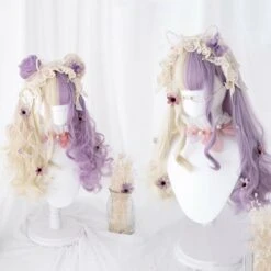 Split Lavender Cosplay Wig 29 Split Lavender Cosplay Wig -Clothing Discount Store split lavender lolita wig bangs fairy kei fake hair kanekalon wigs ddlg playground 631