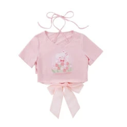 Spring Bunny Crop Top -Clothing Discount Store spring bunny crop top pink s tops easter shirts shirt kawaii babe 668