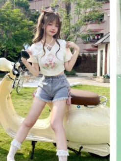 Spring Bunny Crop Top -Clothing Discount Store spring bunny crop top tops easter shirts shirt kawaii babe 253