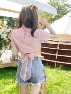 Spring Bunny Crop Top -Clothing Discount Store spring bunny crop top tops easter shirts shirt kawaii babe 396