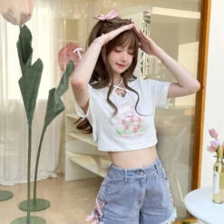 Spring Bunny Crop Top -Clothing Discount Store spring bunny crop top tops easter shirts shirt kawaii babe 752