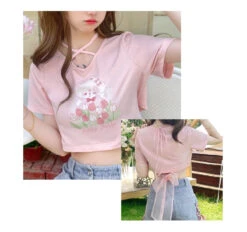 Spring Bunny Crop Top -Clothing Discount Store spring bunny crop top tops easter shirts shirt kawaii babe 979