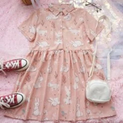 Spring Bunny School Girl Dress -Clothing Discount Store spring bunny school girl dress baby bun bunnies rabbit dresses flower ddlg playground 442