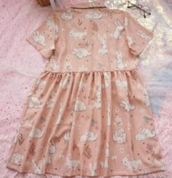 Spring Bunny School Girl Dress -Clothing Discount Store spring bunny school girl dress baby bun bunnies rabbit dresses flower ddlg playground 614