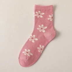 Spring Pink Floral Socks -Clothing Discount Store spring pink floral socks kawaii aesthetic bows floral flower 794