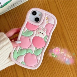 Spring Tulip Bunny IPhone Case -Clothing Discount Store spring tulip bunny iphone case iphone13 14 iphone iphone case cases phone cases case kawaii babe 141
