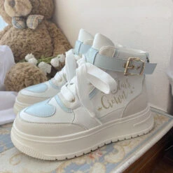 Star Crown Pastel Hi-Tops 31 Star Crown Pastel Hi-Tops -Clothing Discount Store star crown pastel hi tops booties boots faecore fairy kei fairycore shoes kawaii babe 263