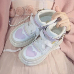 Star Crown Pastel Hi-Tops 41 Star Crown Pastel Hi-Tops -Clothing Discount Store star crown pastel hi tops booties boots faecore fairy kei fairycore shoes kawaii babe 720