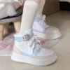 Star Crown Pastel Hi-Tops -Clothing Discount Store star crown pastel hi tops pink heart 4 booties boots faecore fairy kei fairycore shoes kawaii babe 368