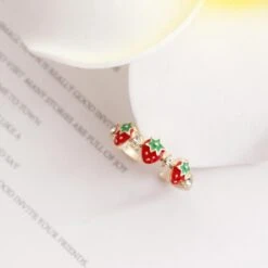 Strawberry Babe Ring 12 Strawberry Babe Ring -Clothing Discount Store strawberry babe ring berries berry diamonds gold rhinestone ddlg playground 318