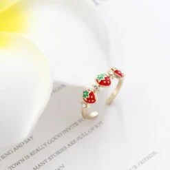 Strawberry Babe Ring 11 Strawberry Babe Ring -Clothing Discount Store strawberry babe ring berries berry diamonds gold rhinestone ddlg playground 350