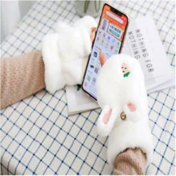 Strawbunny Plush Mittens -Clothing Discount Store strawberry bunny plush soft mittens gloves kawaii 225