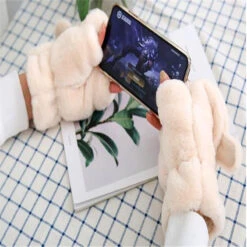 Strawbunny Plush Mittens -Clothing Discount Store strawberry bunny plush soft mittens gloves kawaii 262