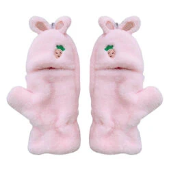 Strawbunny Plush Mittens -Clothing Discount Store strawberry bunny plush soft mittens gloves kawaii 385
