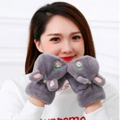 Strawbunny Plush Mittens -Clothing Discount Store strawberry bunny plush soft mittens gloves kawaii 801