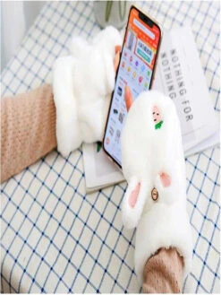 Strawbunny Plush Mittens -Clothing Discount Store strawberry bunny plush soft mittens gloves kawaii 944
