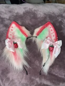 Strawberry Kitten Ears -Clothing Discount Store strawberry kitten ears cat ear headband headbands kawaii babe 949
