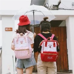 Strawberry Milk Backpack (5 Colors) -Clothing Discount Store strawberry milk backpack 5 colors backpacks bags book harajuku fashion japan bag kawaii babe 551