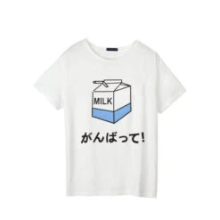 Strawberry Milk Graphic Tee -Clothing Discount Store strawberry milk graphic tee blue japanese s 80s style tee box fairy kei food fruit shirt kawaii babe 234