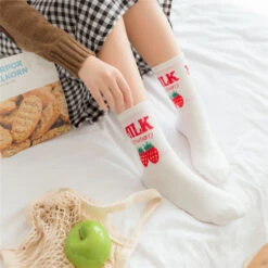 Strawberry Milk Socks 34 Strawberry Milk Socks -Clothing Discount Store strawberry milk socks ankle socks fruit harajuku harajuku backpack japan kawaii babe 412