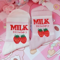 Strawberry Milk Socks 29 Strawberry Milk Socks -Clothing Discount Store strawberry milk socks ankle socks fruit harajuku harajuku backpack japan kawaii babe 819