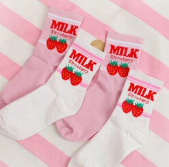 Strawberry Milk Socks 26 Strawberry Milk Socks -Clothing Discount Store strawberry milk socks ankle socks fruit harajuku harajuku backpack japan kawaii babe 832