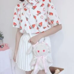 Strawberry Sweetie Blouse -Clothing Discount Store strawberry sweetie blouse berries berry button up buttoned buttons top ddlg playground 482