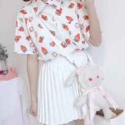 Strawberry Sweetie Blouse -Clothing Discount Store strawberry sweetie blouse berries berry button up buttoned buttons top ddlg playground 515