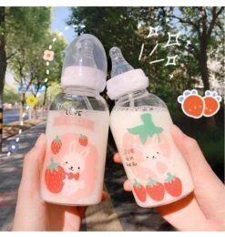 Strawbunny Bottle -Clothing Discount Store strawbunny adult bottle 300ml love sweet baby bottles bipples cartoon ddlg playground 271