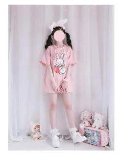 Strawbunny Oversized Tee -Clothing Discount Store strawbunny oversized tee bunnies bunny rabbit shirt ddlg playground 135
