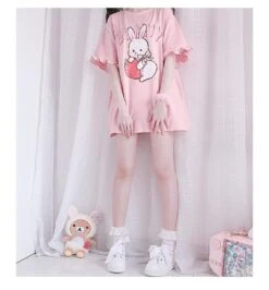 Strawbunny Oversized Tee -Clothing Discount Store strawbunny oversized tee bunnies bunny rabbit shirt ddlg playground 266