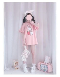 Strawbunny Oversized Tee -Clothing Discount Store strawbunny oversized tee bunnies bunny rabbit shirt ddlg playground 533