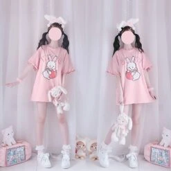 Strawbunny Oversized Tee -Clothing Discount Store strawbunny oversized tee bunnies bunny rabbit shirt ddlg playground 571