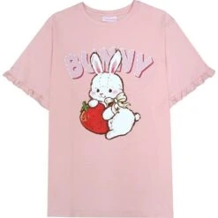 Strawbunny Oversized Tee -Clothing Discount Store strawbunny oversized tee bunnies bunny rabbit shirt ddlg playground 892