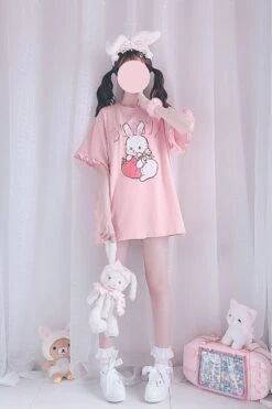 Strawbunny Oversized Tee -Clothing Discount Store strawbunny oversized tee bunnies bunny rabbit shirt ddlg playground 975