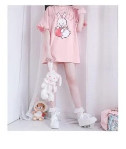 Strawbunny Oversized Tee -Clothing Discount Store strawbunny oversized tee bunnies bunny rabbit shirt ddlg playground 977