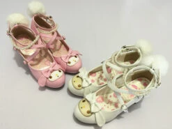 Sweet Bunny Shoes -Clothing Discount Store sweet bunny shoes anime bunnies ankle straps bunny ears egl kawaii babe 582