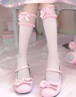 Sweet Satin Ribbon Lace Knee Socks
