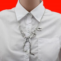 T-Rex Statement Necklace 12 T-Rex Statement Necklace -Clothing Discount Store t rex statement necklace silver dino dinosaur dinosaurs neck lace necklace kawaii babe 201
