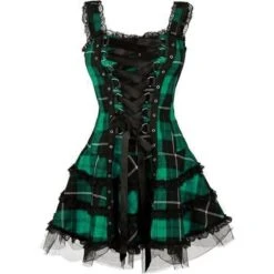 Tartan Pinup Dress -Clothing Discount Store tartan pinup dress dresses goth gothic occult ddlg playground 426