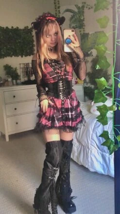 Tartan Pinup Dress -Clothing Discount Store tartan pinup dress dresses goth gothic occult ddlg playground 536