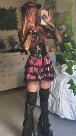 Tartan Pinup Dress -Clothing Discount Store tartan pinup dress dresses goth gothic occult ddlg playground 968