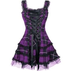 Tartan Pinup Dress -Clothing Discount Store tartan pinup dress purple xxxl dresses goth gothic occult ddlg playground 275
