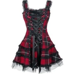 Tartan Pinup Dress -Clothing Discount Store tartan pinup dress red xxxl dresses goth gothic occult ddlg playground 582
