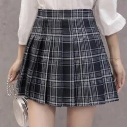 Tartan Plaid School Girl Skirt -Clothing Discount Store tartan plaid school girl skirt charcoal xs miniskirt pleated pleating pleats ddlg playground 224