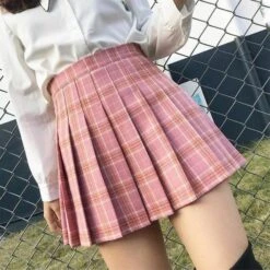 Tartan Plaid School Girl Skirt -Clothing Discount Store tartan plaid school girl skirt pink xs miniskirt pleated pleating pleats ddlg playground 781