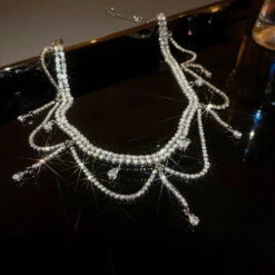 Teardrop Layered Pearl Choker -Clothing Discount Store teardrop layered pearl choker necklace rhinestones 204