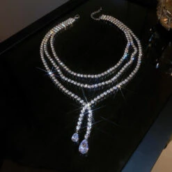 Teardrop Layered Pearl Choker -Clothing Discount Store teardrop layered pearl choker necklace rhinestones 715