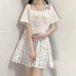 Teddy Bear Friends Tee -Clothing Discount Store teddy bear friends tee crop tops plus size sizes shirt kawaii babe 372